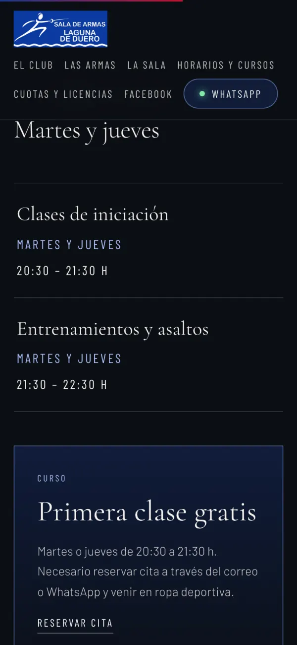 Horarios y primera clase gratis en un móvil