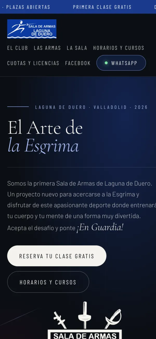 Portada de la web del club en un móvil